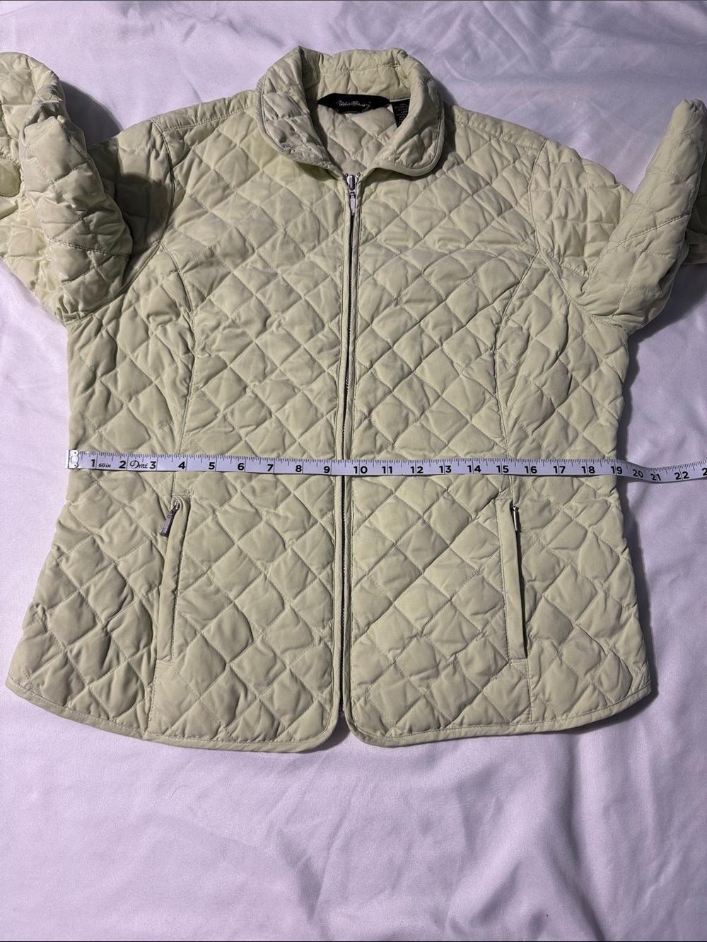 Eddie Bauer Goose Down Quilted Puffer Jacket Sage Green Large Gorpcore Hiking - Picture 10 of 13